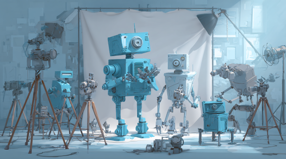 crimedy7 illustration of robots doing a photoshoot in a studi 935a914b 24f0 4cef 82bf e5871a381e67 3