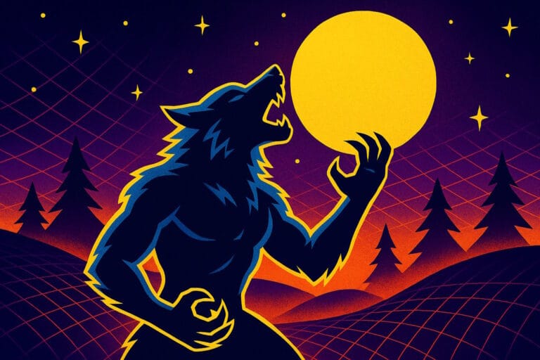 Werewolf Illustration simple compose GPT 4o