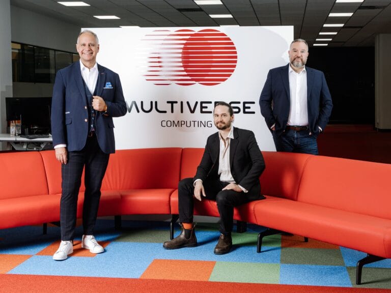 AI News 7 multiverse computing s founders enrique lizaso olmos samuel mugel and roman orus posing in their office